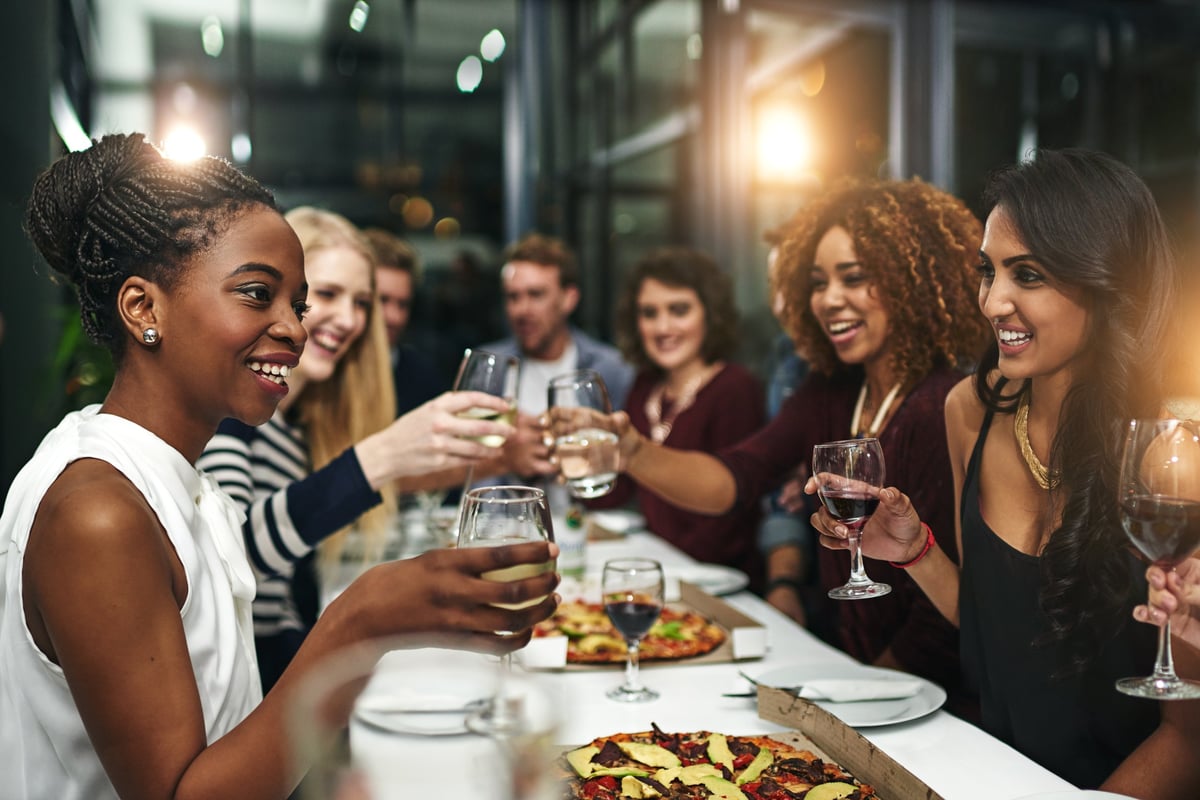 Shot of friends having a dinner party at a restaurant